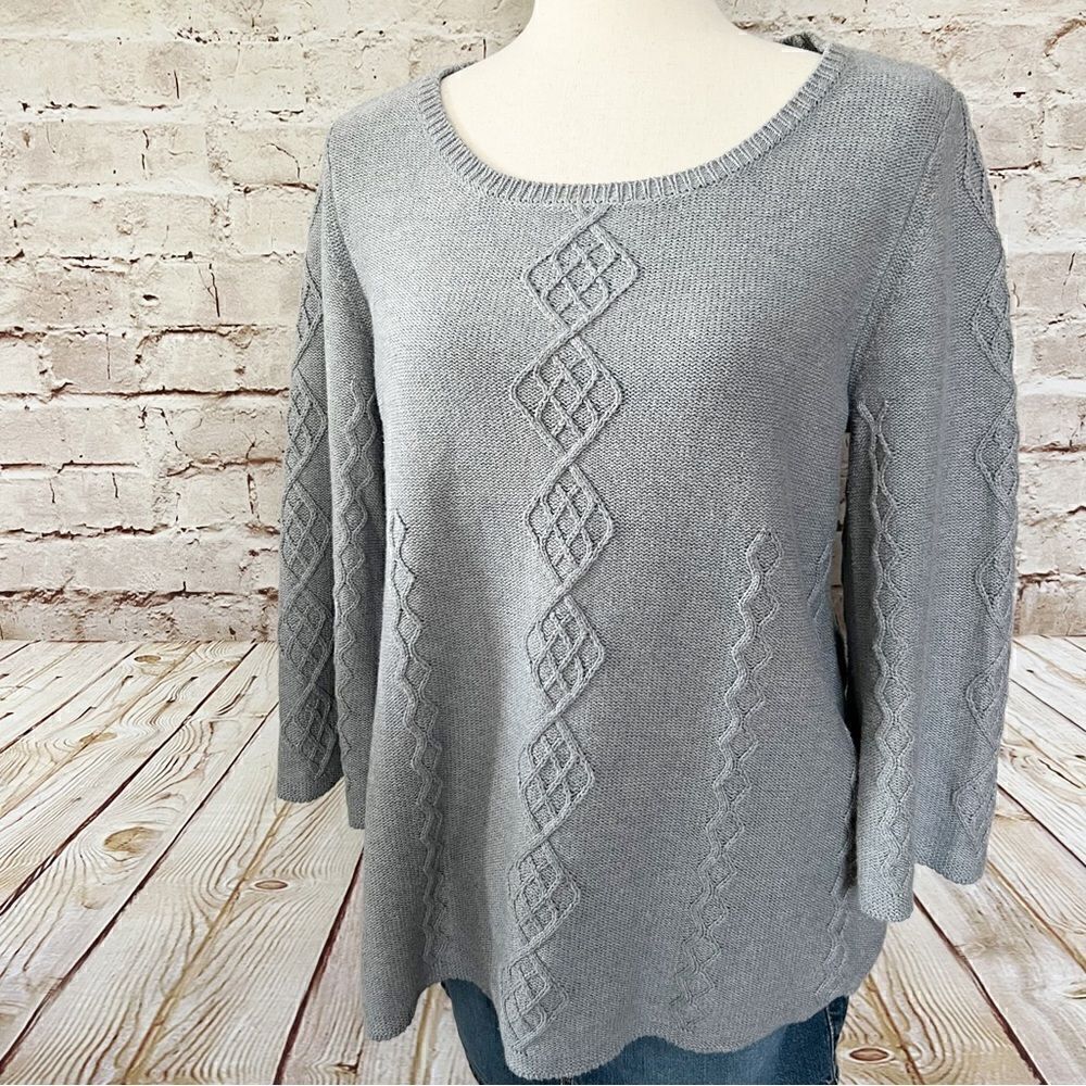 Soft Surroundings cable knit flare sweater